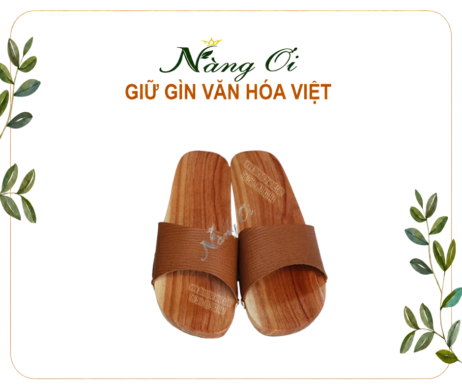 guốc gố quai vạt nâu cao 3cm cho cả nam và nữ
